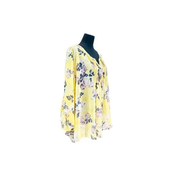 Torrid Yellow Floral Crinkle Chiffon Plus Size 4x Blouse - Picture 2 of 6